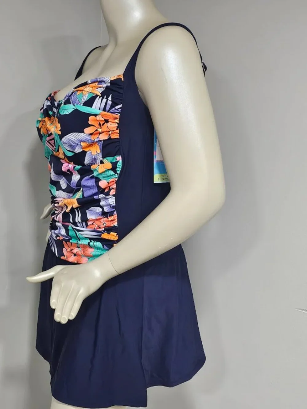 Swim Solutions Colorblocked Tummy-Control Swimdress